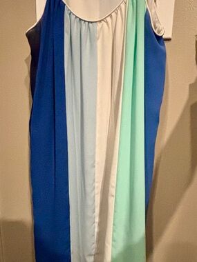 Sleeveless Colorblock Midi Dress in Navy, Royal, Light Blue, Mint & White
